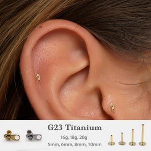 20G/18G/16G zipper Push Pin Labret • Threadless Flat Back Earring • Tragus Stud • Flat Back Stud • Helix Stud • Cartilage Stud • Nose Stud