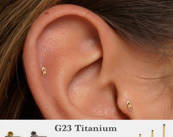 20G/18G/16G zipper Push Pin Labret • Threadless Flat Back Earring • Tragus Stud • Flat Back Stud • Helix Stud • Cartilage Stud • Nose Stud