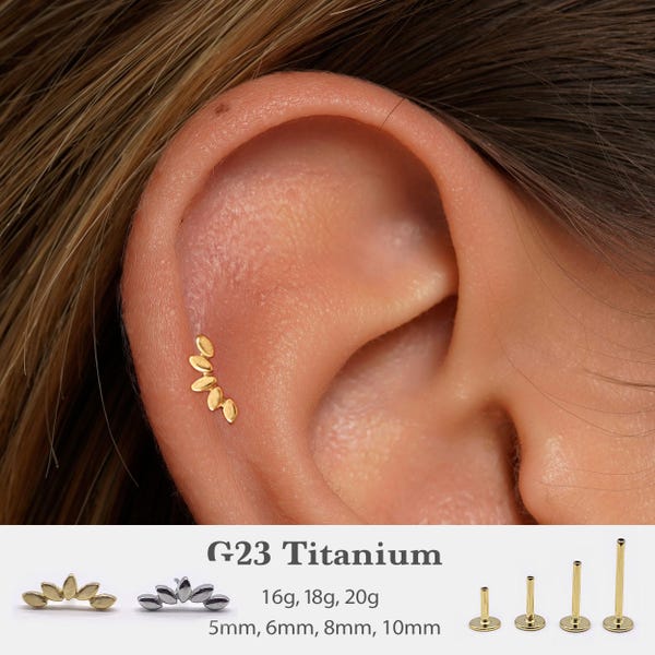 20G/18G/16G Climber Push Pin Labret  •  Threadless Flat Back Earring • Tragus Stud • Flat Back Stud • Helix Stud •Cartilage Stud