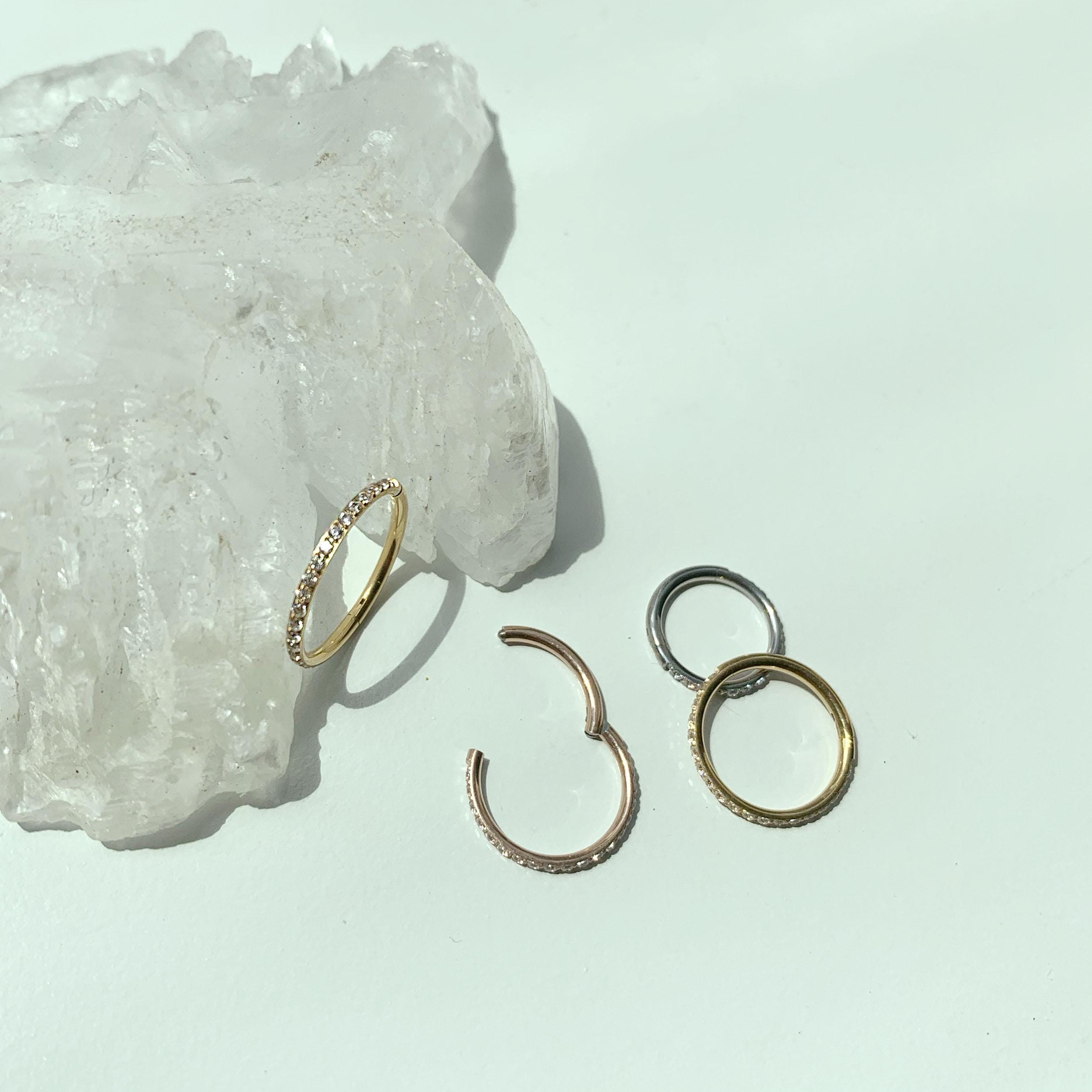 20G/18G/16G Cz Titanium Hinge Hoop • Hinged Segment Nose Ring • tragus hoop earrings • Cartilage Hoop • Nose Ring • Helix Earring Hoop