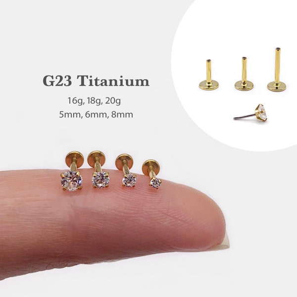 20G/18G/16G 1.5mm~3mm Push Pin Labret •  Threadless Flat Back Earring • Tragus Stud • Helix Stud • Cz Stud •  Cartilage Stud • Nose Stud