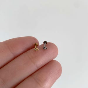 20G/18G/16G Tiny Teardrop Push Pin Labret • Threadless Flat Back Earring • Tragus Stud • Flat Back Stud • Helix Stud • Cartilage• Nose image 5