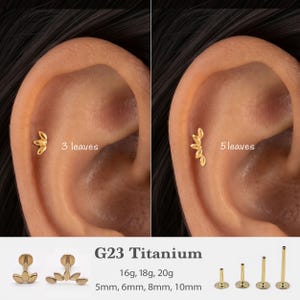 20G/18G/16G Lotus Push Pin Labret • Schroefloze platte achterkant oorbel • Tragus stud • Platte achterkant oorbel • Helix stud • Kraakbeen stud RR