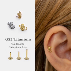 20G/18G/16G Scorpion Push Pin Labret • Threadless Flat Back Earring • Tragus Stud • Flat Back Stud • Helix Stud • Cartilage Stud • Nose Stud