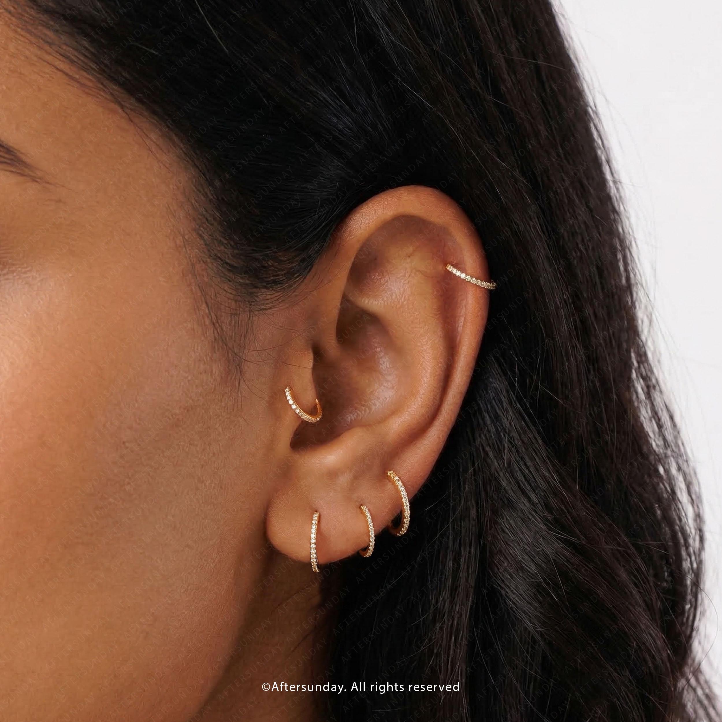 20G/18G/16G Cz Titanium Hinge Hoop • Hinged Segment Nose Ring