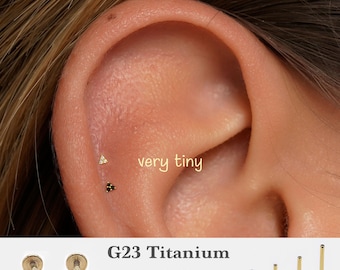 20G/18G/16G 2mm Triangle Stud Push Pin Labret •  Threadless Flat Back Earring • Tragus Stud • Flat Back Stud • Helix Stud • Nose Stud