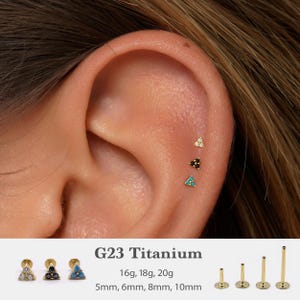 20G/18G/16G 3mm Triangle Stud Push Pin Labret •Threadless Flat Back Earring •Tragus Stud •Flat Back Stud • Helix Stud • Cartilage •Nose Stud
