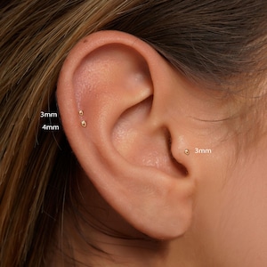 20G/18G/16G Tiny Teardrop Push Pin Labret • Threadless Flat Back Earring • Tragus Stud • Flat Back Stud • Helix Stud • Cartilage• Nose image 2