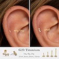 20G/18G/16G Three Cz Push Pin Labret •  Threadless Flat Back Earring • Tragus Stud • Flat Back Stud • Helix Stud • Cartilage Stud