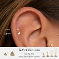 20G/18G/16G Heart Push Pin Labret • Threadless Flat Back Earring • Tragus Stud • Flat Back Stud • Helix Stud • Cartilage Stud • Nose Stud