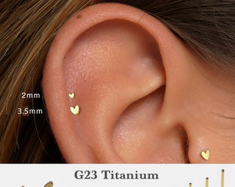 20G/18G/16G Herz Push-Pin Labret • fadenlose Ohrring mit flacher Rückseite • Tragus Ohrstecker • Flache Rückseite • Helix Ohrstecker • Knorpel Ohrstecker • Nasen Ohrstecker