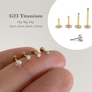 20G/18G/16G 1.5mm~3mm AB Push Pin Labret •  Threadless Flat Back Earring • Tragus Stud • Helix Stud • Cartilage Stud • Nose Stud