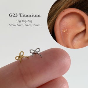 20G/18G/16G Ribbon Push Pin Labret • Cute Ribbon Stud Earrings • Knot  Earrings • Cute Earrings • Minimalist Earrings • Ribbon Earrings