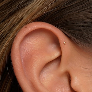 20G/18G/16G Tiny Teardrop Push Pin Labret • Threadless Flat Back Earring • Tragus Stud • Flat Back Stud • Helix Stud • Cartilage• Nose image 10