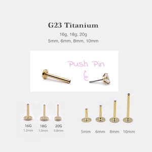G23 Titanium Threadless Push pin Labret Bar