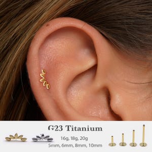 20G/18G/16G Climber Push Pin Labret  •  Threadless Flat Back Earring • Tragus Stud • Flat Back Stud • Helix Stud •Cartilage Stud