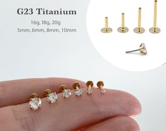20G/18G/16G 1.5mm~4mm Push Pin Labret • Threadless Flat Back