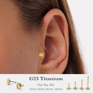 20G/18G/16G Smile Push Pin Labret • Threadless Flat Back Earring • Tragus Stud • Flat Back • Helix Stud • Cartilage Stud • Nose Stud