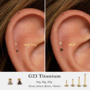 Pendiente triangular con pasador a presión para labio, 20 g, 18 g y 16 g • Pendiente sin rosca con parte trasera plana • Pendiente para trago • Pendiente con parte trasera plana • Pendiente para hélix • Pendiente para nariz