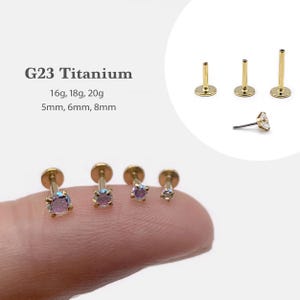 20G/18G/16G 1.5mm~3mm AB Push Pin Labret •  Threadless Flat Back Earring • Tragus Stud • Helix Stud • Cartilage Stud • Nose Stud