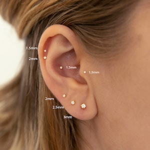 20G/18G/16G 1.5mm3mm Push Pin Labret Threadless Flat Back Earring Tragus Stud Helix Stud Cz Stud Cartilage Stud Nose Stud zdjęcie 2