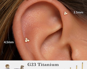 20G/18G/16G Flower Push Pin Labret •  Threadless Flat Back Earring • Tragus Stud • Flat Back Stud • Helix Stud • Cartilage Stud • Nose Stud