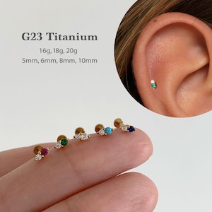 20G/18G/16G Tiny Push Pin Labret • Emrald Stud Two Stone Flat Back Earring • Tragus Stud • Flat Back Stud • Helix Stud •Cartilage •Nose Stud