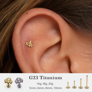 20G/18G/16G Bee Push Pin Labret • Threadless Flat Back Earring • Tragus Stud • Flat Back Stud • Helix Stud • Cartilage Stud • Nose Stud