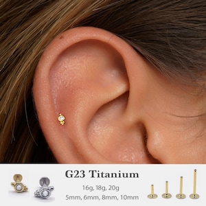 20G/18G/16G Tiny Push Pin Labret •  Threadless Flat Back Earring • Tragus Stud • Flat Back Stud • Helix Stud • Cartilage Stud • Nose Stud