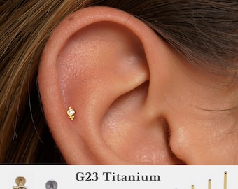 20G/18G/16G Tiny Push Pin Labret •  Threadless Flat Back Earring • Tragus Stud • Flat Back Stud • Helix Stud • Cartilage Stud • Nose Stud