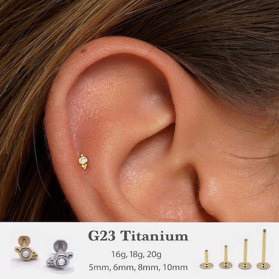 Industrial Piercing Jewelry 20G/18G/16G Threadless Flat Back