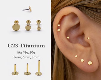 20G/18G/16G Flat circle Push Pin Labret •Threadless Flat Back Earring • Tragus Stud • Flat Back Stud • Helix Stud • Cartilage•Nose Stud