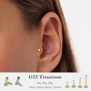 20G/18G/16G Spike Dangle Push Pin Labret •  Threadless Flat Back Earring • Tragus Stud • Flat Back Stud • Helix Stud • Cartilage Stud
