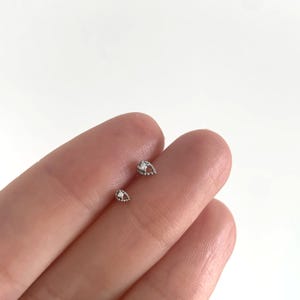 20G/18G/16G Tiny Teardrop Push Pin Labret • Threadless Flat Back Earring • Tragus Stud • Flat Back Stud • Helix Stud • Cartilage• Nose image 9