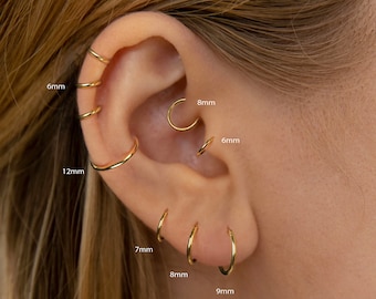 20G/18G/16G Titanium Hinge Hoop • Hinged Segment Nose Ring • Septum Clicker Ring • Cartilage Hoop • Nose Ring • Helix Earring Hoop jj