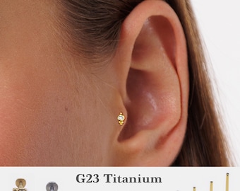 20G/18G/16G Tiny Push Pin Labret •  Threadless Flat Back Earring • Tragus Stud • Flat Back Stud • Helix Stud • Cartilage Stud • Nose Stud