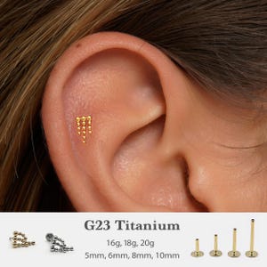 20G/18G/16G Ball Drop Push Pin Labret •  Threadless Flat Back Earring • Tragus Stud • Flat Back Stud • Helix Stud •Cartilage Stud