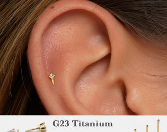 20G/18G/16G Spike Push Pin Labret •  Threadless Flat Back Earring • Tragus Stud • Flat Back Stud • Helix Stud • Cartilage Stud  • Nose Stud