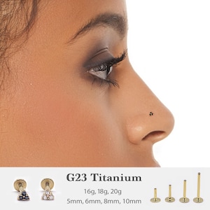 20G/18G/16G 2mm Triangle Stud Push Pin Labret •  Threadless Flat Back Earring • Tragus Stud • Flat Back Stud • Helix Stud • Nose Stud