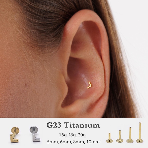 20G/18G/16G  Mini V-shape earrings Bolt Push Pin Labret • Threadless Flat Back Earring • Tragus Stud • Flat Back Stud • Helix Stud