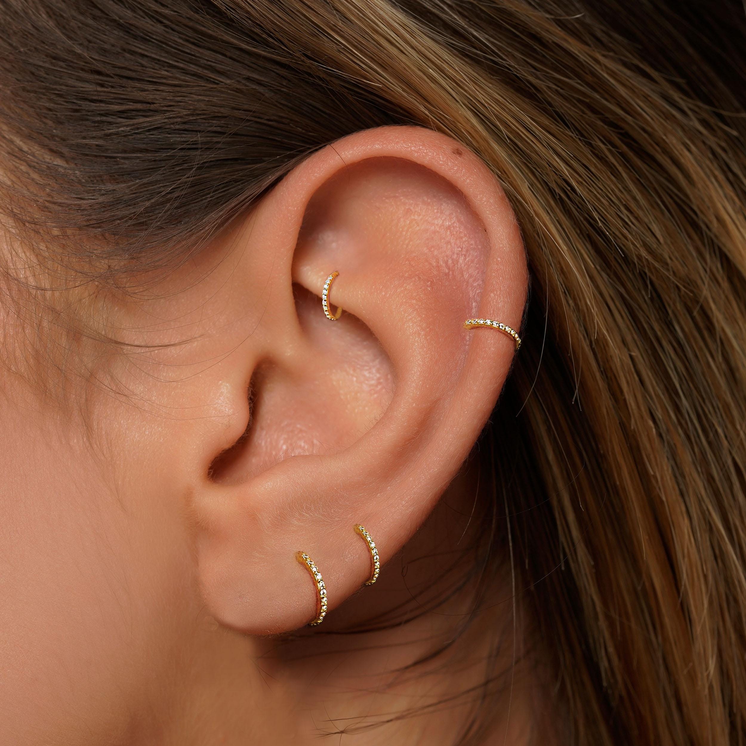 20G/18G/16G Cz Titanium Hinge Hoop • Hinged Segment Nose Ring • tragus hoop earrings • Cartilage Hoop • Nose Ring • Helix Earring Hoop