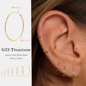 20G Titanium Hoop • Hinged Segment Nose Ring • Septum Clicker Ring • Cartilage Hoop • Nose Ring • Helix Earring Hoop