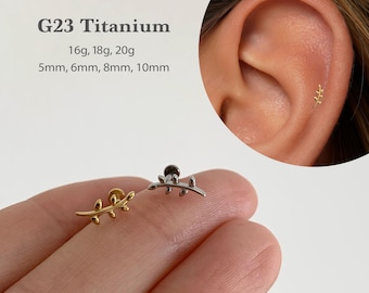 20G/18G/16G  Leaf Push Pin Labret • Threadless Flat Back Earring • Tragus Stud • Flat Back Stud • Helix Stud