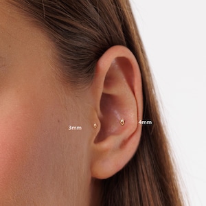 20G/18G/16G Tiny Teardrop Push Pin Labret • Threadless Flat Back Earring • Tragus Stud • Flat Back Stud • Helix Stud • Cartilage• Nose image 4
