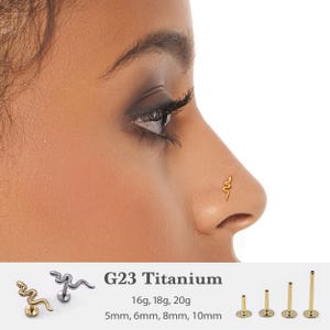 20G/18G/16G Snake Push Pin Labret • Threadless Flat Back Earring • Tragus Stud • Flat Back Stud • Helix Stud • Cartilage Stud • Nose Stud