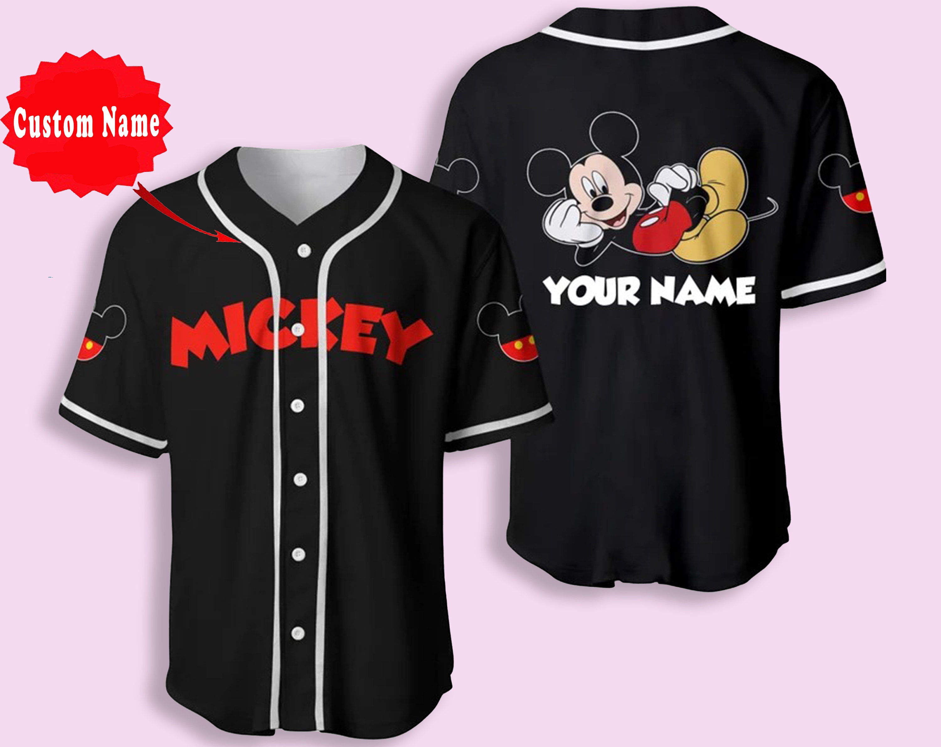 Discover Chilling Mickey Mouse Black Cartoon Baseball Jersey, Gift Christmas