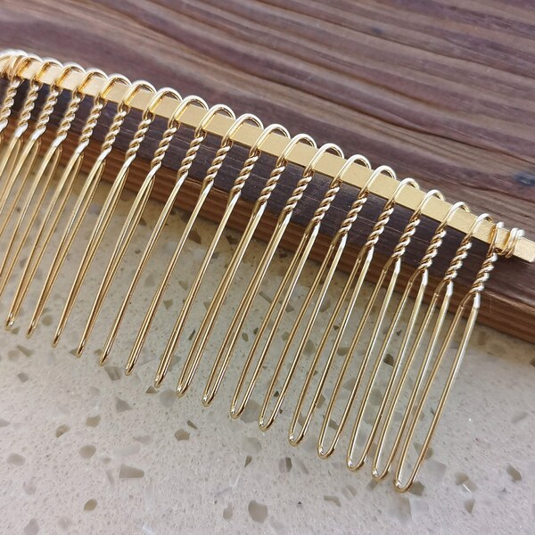 Gold Metal Comb,20 Teeth Veil Comb,Blank Comb,DIY Wedding Bridal Hair Comb