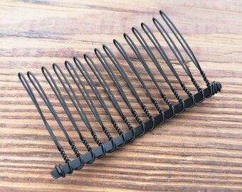 Blank Metal Comb,15Teeth Black Comb,Bridal Veil Hair Comb,DIY Comb