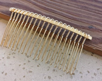 Gold Metal Comb,20 Teeth Veil Comb,Blank Comb,DIY Wedding Bridal Hair Comb