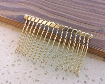 Blank Metal Comb,DIY Veil Comb,Gold 15 Teeth Comb,Bridal Hair Comb